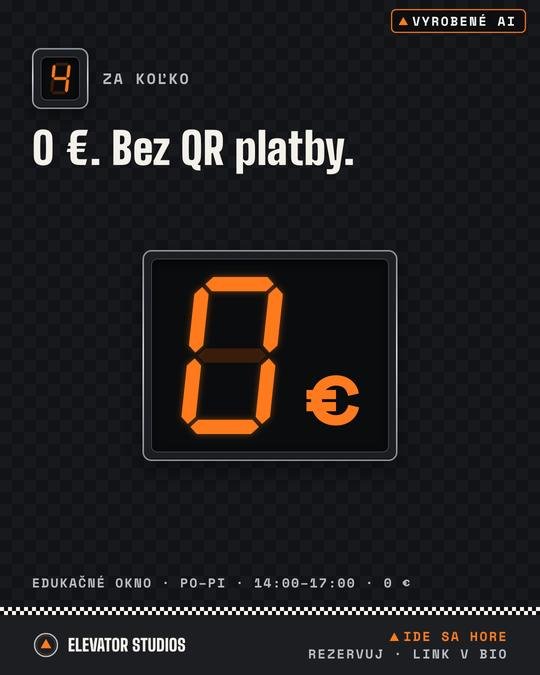 Edukačné okno v piatich slajdoch · 4/5. Vizuál Elevator Studios, vyrobené AI.