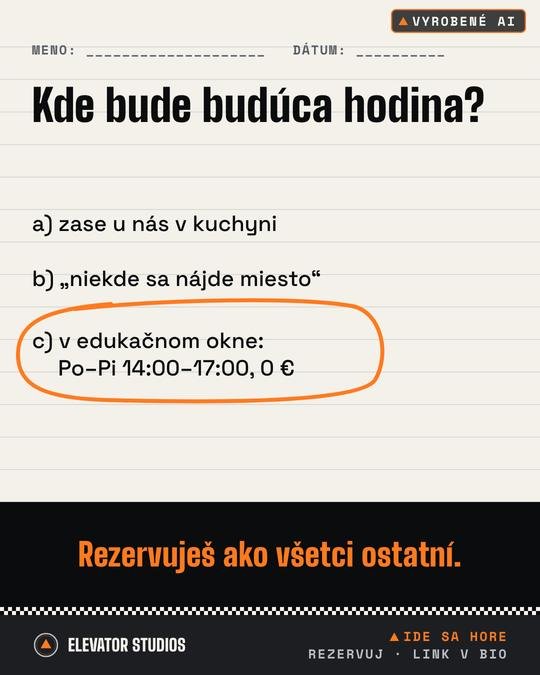 Kde bude budúca hodina? Vizuál Elevator Studios, vyrobené AI.
